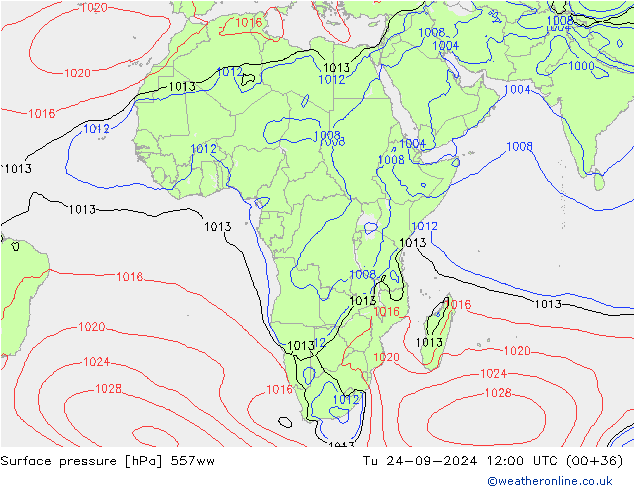 Surface pressure 557ww Tu 24.09.2024 12 UTC