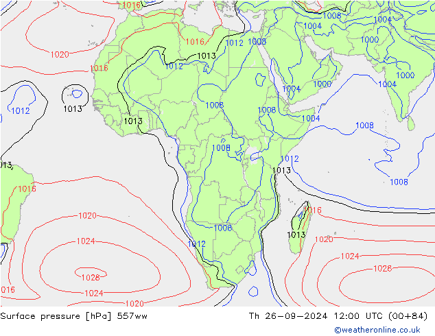 Presión superficial 557ww jue 26.09.2024 12 UTC