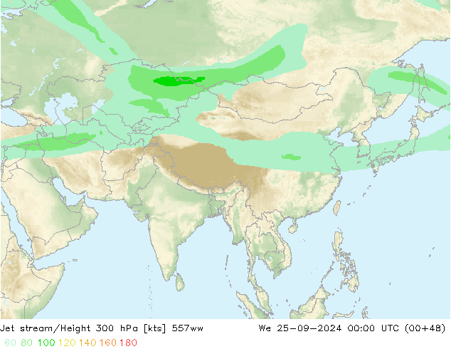 Jet stream/Height 300 hPa 557ww St 25.09.2024 00 UTC