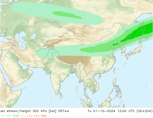 Corriente en chorro 557ww mar 01.10.2024 12 UTC