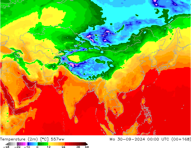 Temperature (2m) 557ww Mo 30.09.2024 00 UTC