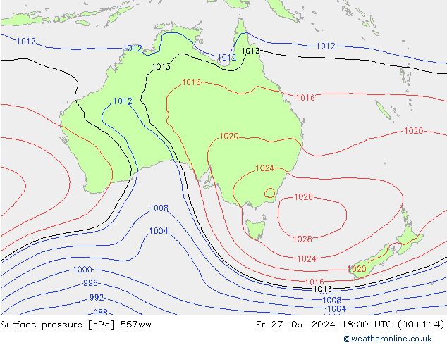 Yer basıncı 557ww Cu 27.09.2024 18 UTC