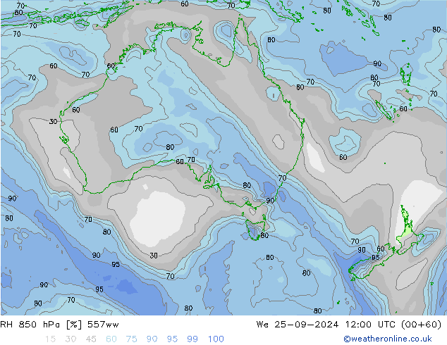 RH 850 hPa 557ww mer 25.09.2024 12 UTC