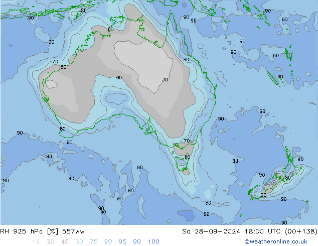 Humedad rel. 925hPa 557ww sáb 28.09.2024 18 UTC