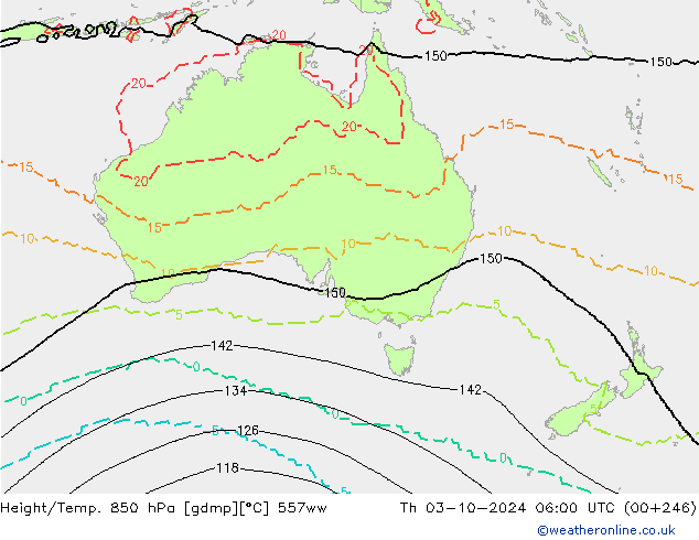 Yükseklik/Sıc. 850 hPa 557ww Per 03.10.2024 06 UTC