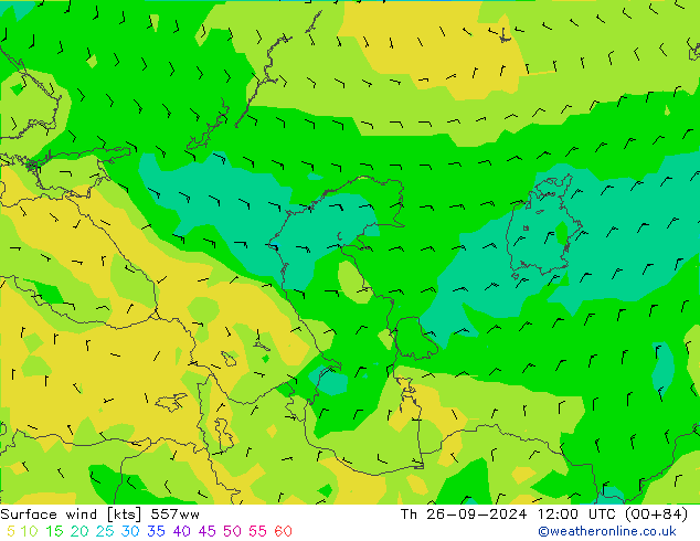 Surface wind 557ww Čt 26.09.2024 12 UTC