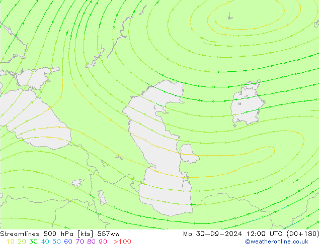 Streamlines 500 hPa 557ww Mo 30.09.2024 12 UTC