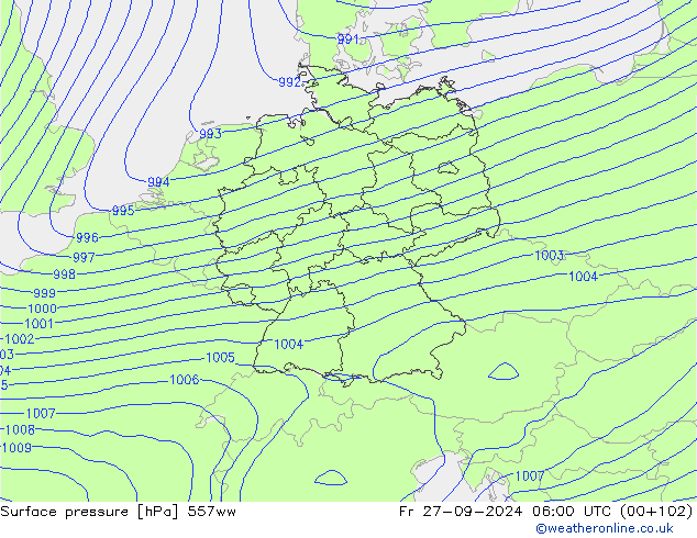 Surface pressure 557ww Fr 27.09.2024 06 UTC