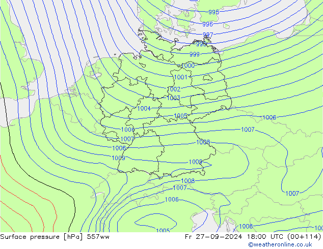 Luchtdruk (Grond) 557ww vr 27.09.2024 18 UTC