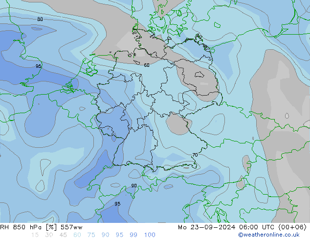 Humedad rel. 850hPa 557ww lun 23.09.2024 06 UTC