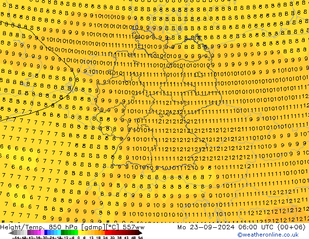 Yükseklik/Sıc. 850 hPa 557ww Pzt 23.09.2024 06 UTC