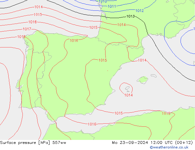 Surface pressure 557ww Mo 23.09.2024 12 UTC