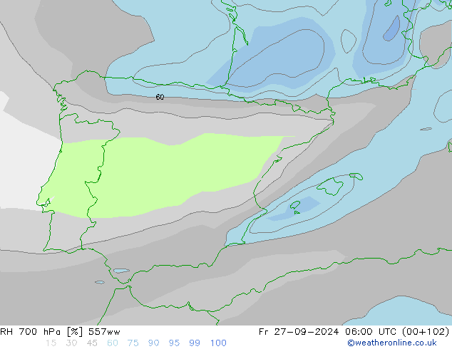 RH 700 hPa 557ww pt. 27.09.2024 06 UTC