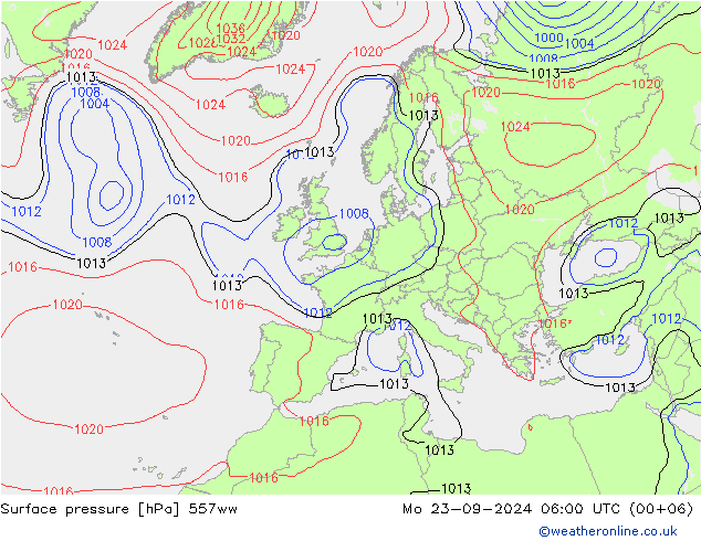 Surface pressure 557ww Mo 23.09.2024 06 UTC