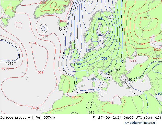 Surface pressure 557ww Fr 27.09.2024 06 UTC