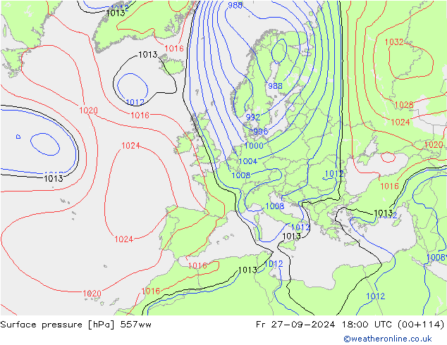 Surface pressure 557ww Fr 27.09.2024 18 UTC