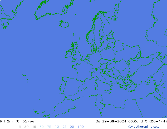 Humidité rel. 2m 557ww dim 29.09.2024 00 UTC