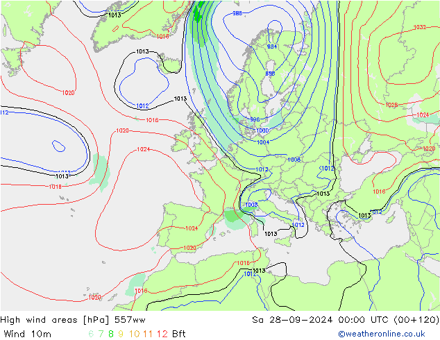 High wind areas 557ww Sáb 28.09.2024 00 UTC