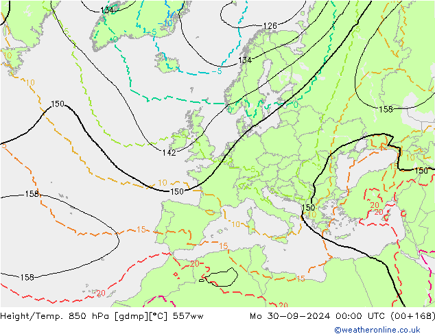 Height/Temp. 850 hPa 557ww lun 30.09.2024 00 UTC