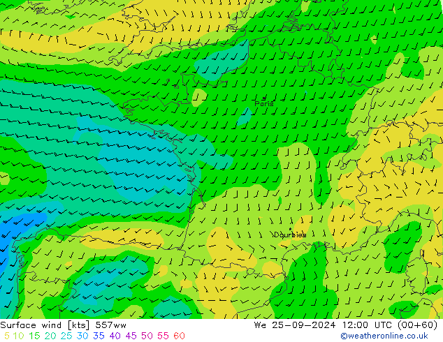 Surface wind 557ww St 25.09.2024 12 UTC