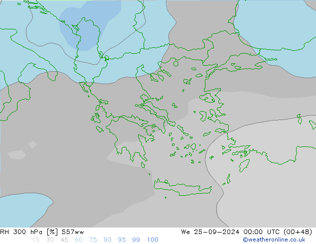 RH 300 hPa 557ww St 25.09.2024 00 UTC