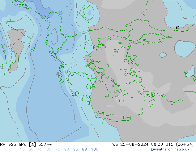 RH 925 hPa 557ww mer 25.09.2024 06 UTC