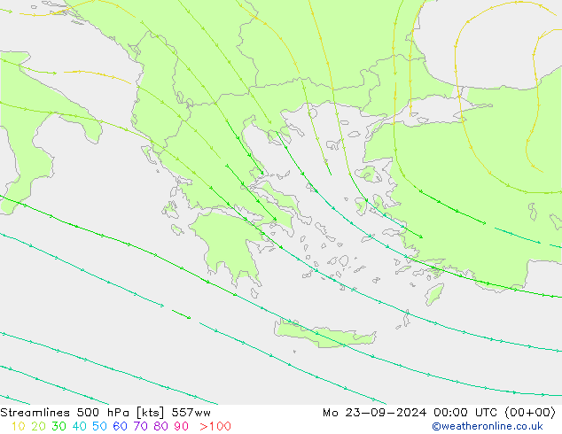 Streamlines 500 hPa 557ww Mo 23.09.2024 00 UTC