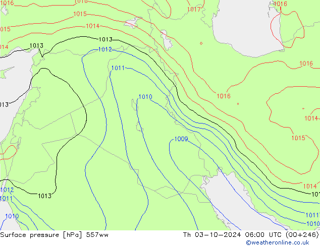 Surface pressure 557ww Th 03.10.2024 06 UTC