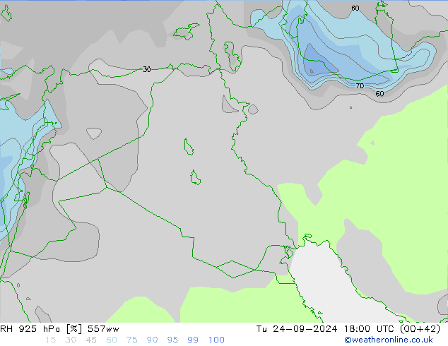 RH 925 hPa 557ww Tu 24.09.2024 18 UTC