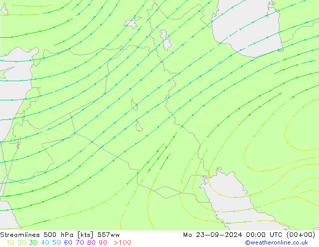 Linha de corrente 500 hPa 557ww Seg 23.09.2024 00 UTC