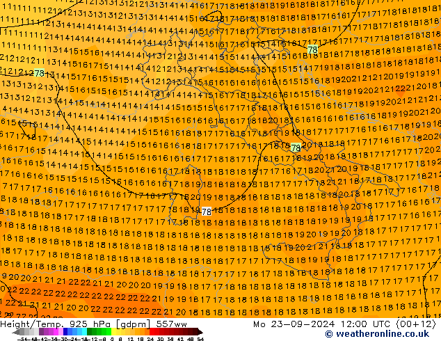 Geop./Temp. 925 hPa 557ww lun 23.09.2024 12 UTC