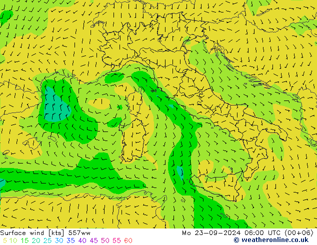 Surface wind 557ww Mo 23.09.2024 06 UTC