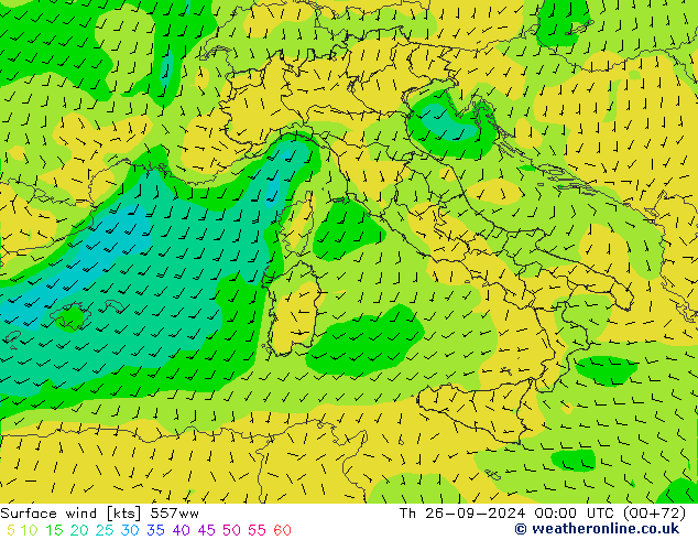 Vento 10 m 557ww Qui 26.09.2024 00 UTC