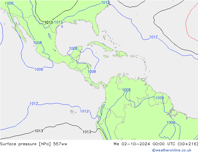 Luchtdruk (Grond) 557ww wo 02.10.2024 00 UTC