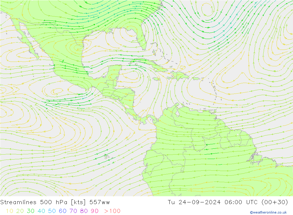 Stroomlijn 500 hPa 557ww di 24.09.2024 06 UTC