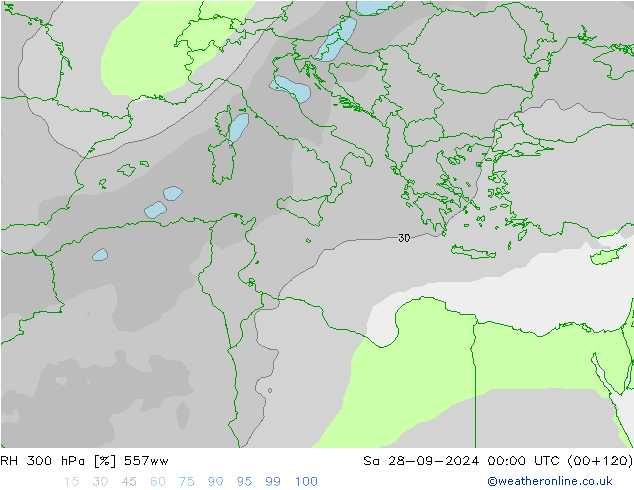 RH 300 hPa 557ww Sa 28.09.2024 00 UTC