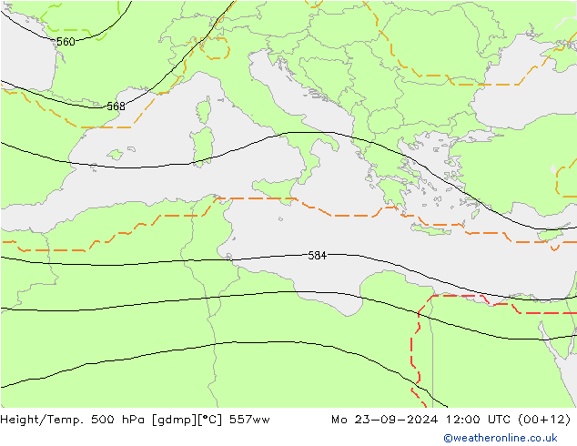 Geop./Temp. 500 hPa 557ww lun 23.09.2024 12 UTC