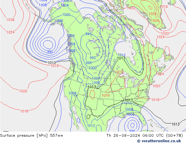 Surface pressure 557ww Th 26.09.2024 06 UTC