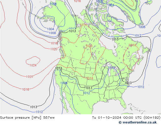 приземное давление 557ww вт 01.10.2024 00 UTC