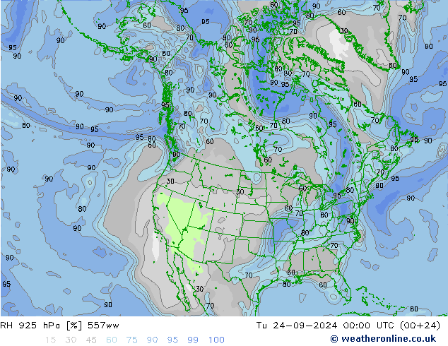 RH 925 hPa 557ww Di 24.09.2024 00 UTC