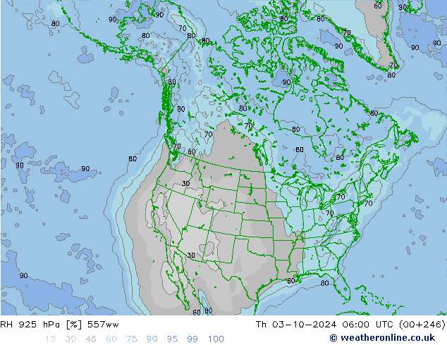 RH 925 hPa 557ww Th 03.10.2024 06 UTC