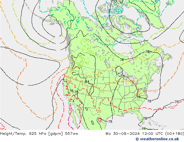 Height/Temp. 925 hPa 557ww pon. 30.09.2024 12 UTC