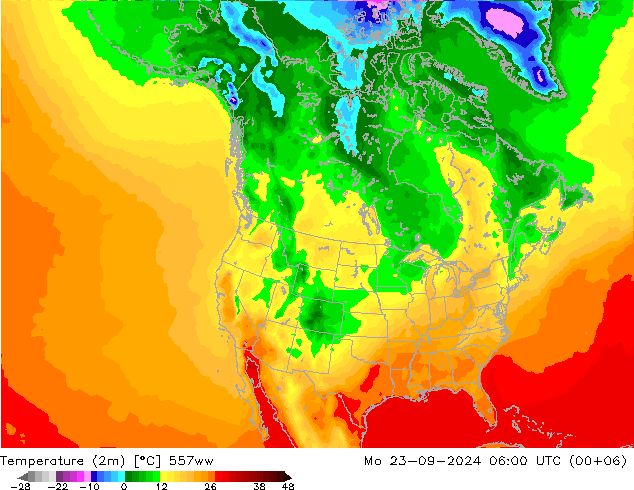 Temperaturkarte (2m) 557ww Mo 23.09.2024 06 UTC