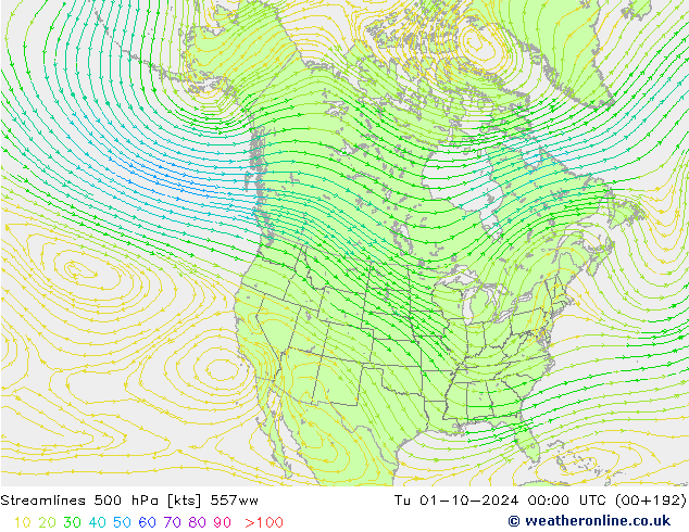 Streamlines 500 hPa 557ww Tu 01.10.2024 00 UTC