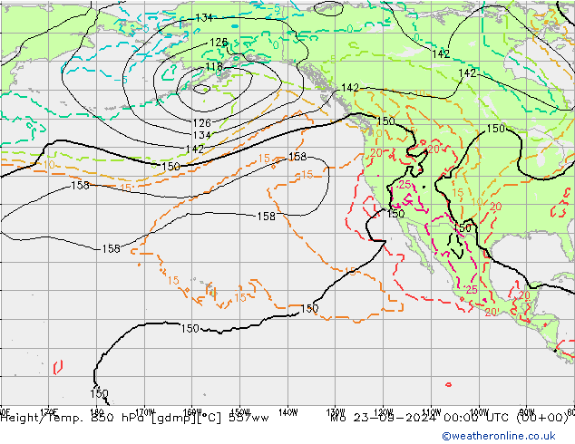 Height/Temp. 850 hPa 557ww Seg 23.09.2024 00 UTC