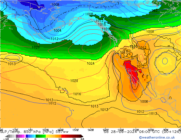 SLP/Temp. 850 hPa 557ww Sa 28.09.2024 06 UTC