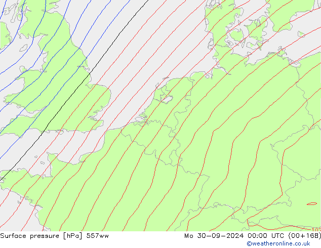 Atmosférický tlak 557ww Po 30.09.2024 00 UTC