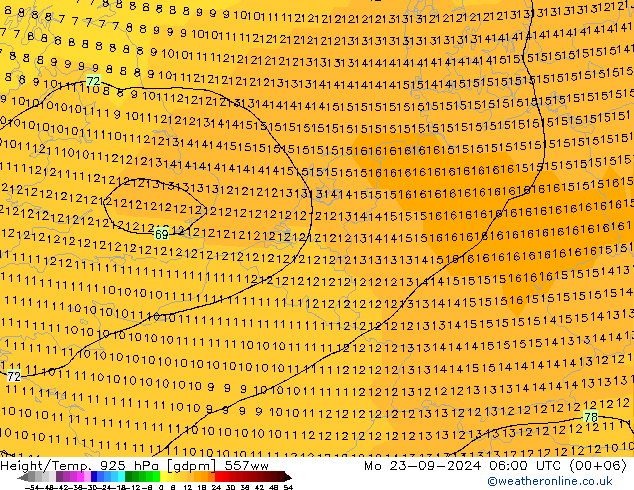 Height/Temp. 925 hPa 557ww Po 23.09.2024 06 UTC