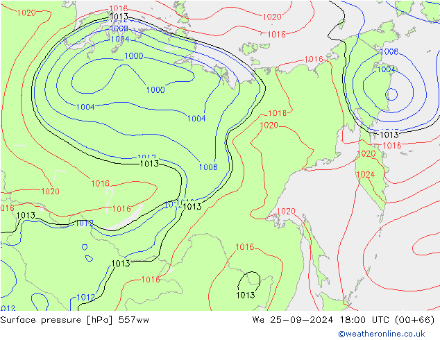 Surface pressure 557ww We 25.09.2024 18 UTC