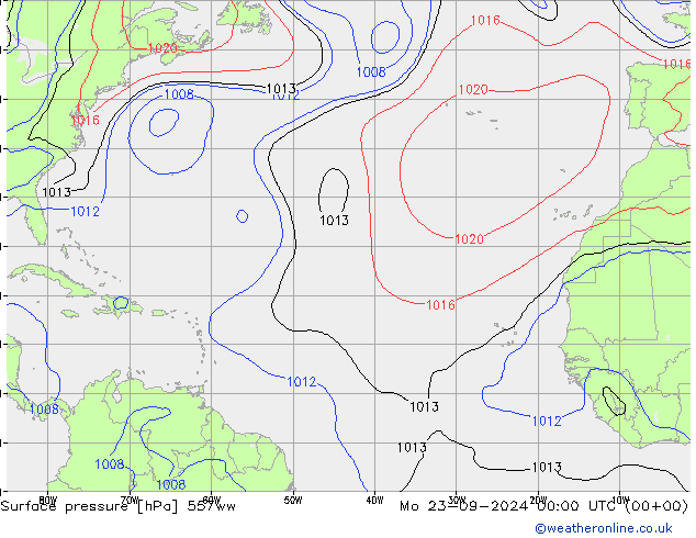 Presión superficial 557ww lun 23.09.2024 00 UTC